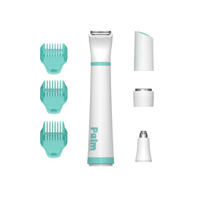 PalmPerfect All-In-One power base shown compact and portable for on-the-go grooming.
