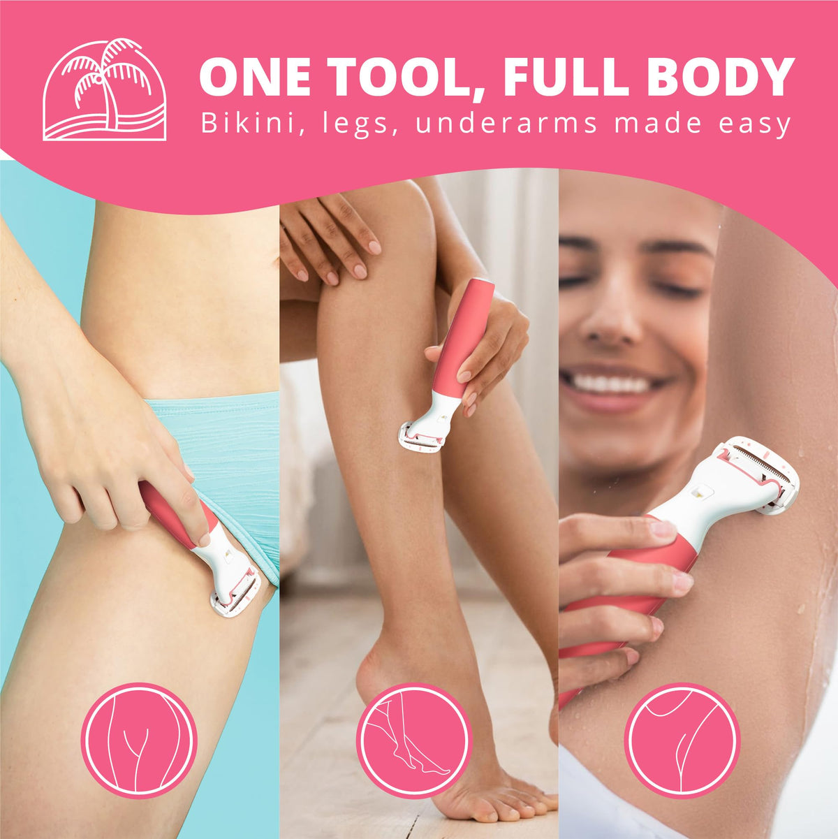 PalmPerfect Clio Trimmer rechargeable design fits travel routines.