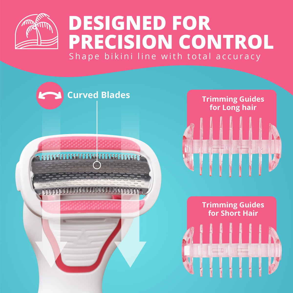 PalmPerfect Clio Trimmer waterproof for convenient wet or dry use.