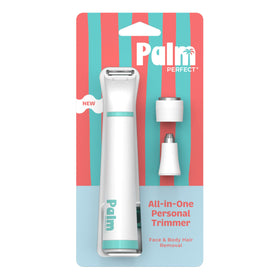 PalmPerfect Eyebrow Trimmer attachment shapes brows with professional precision.