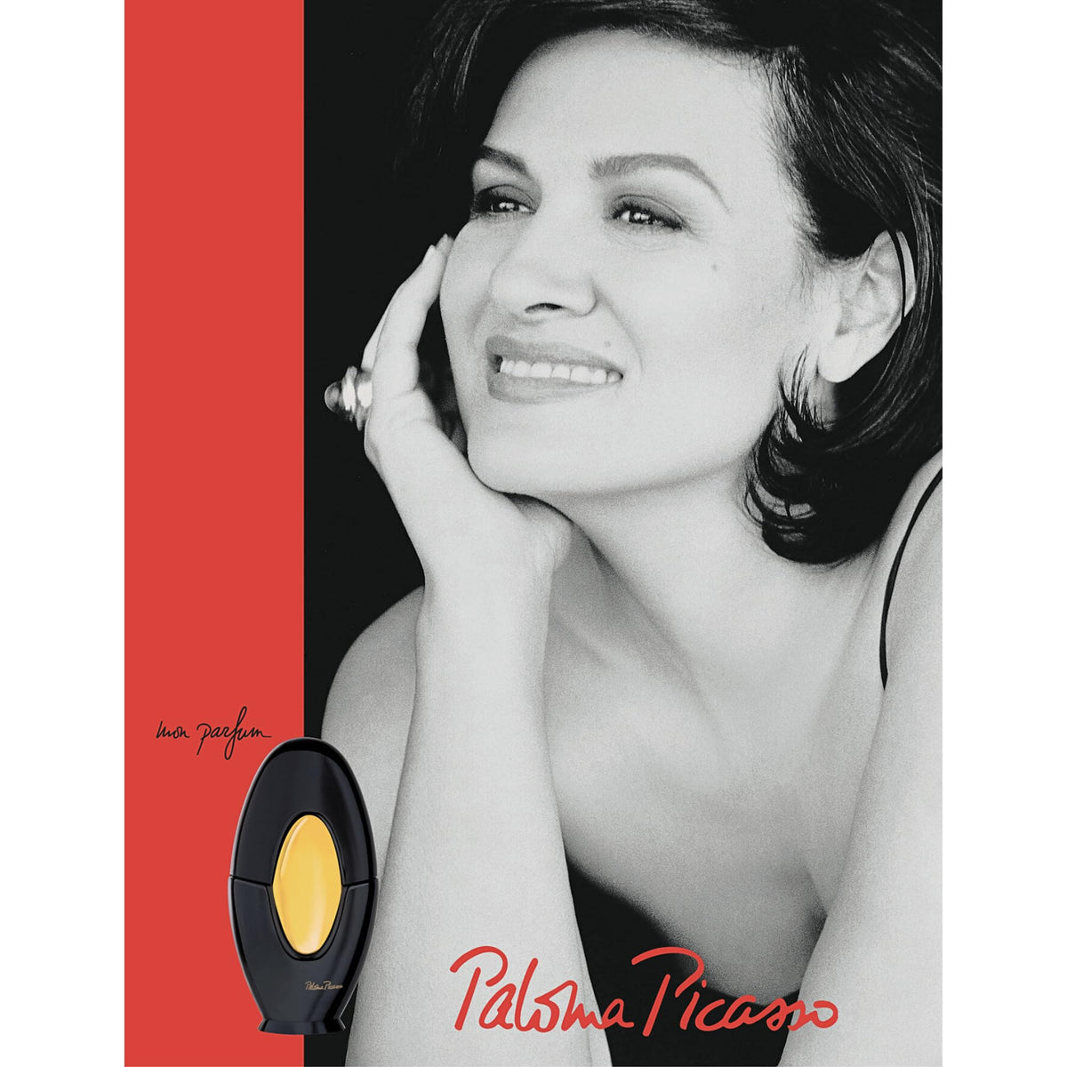 Close look at Mon Parfum bottle label highlighting notes