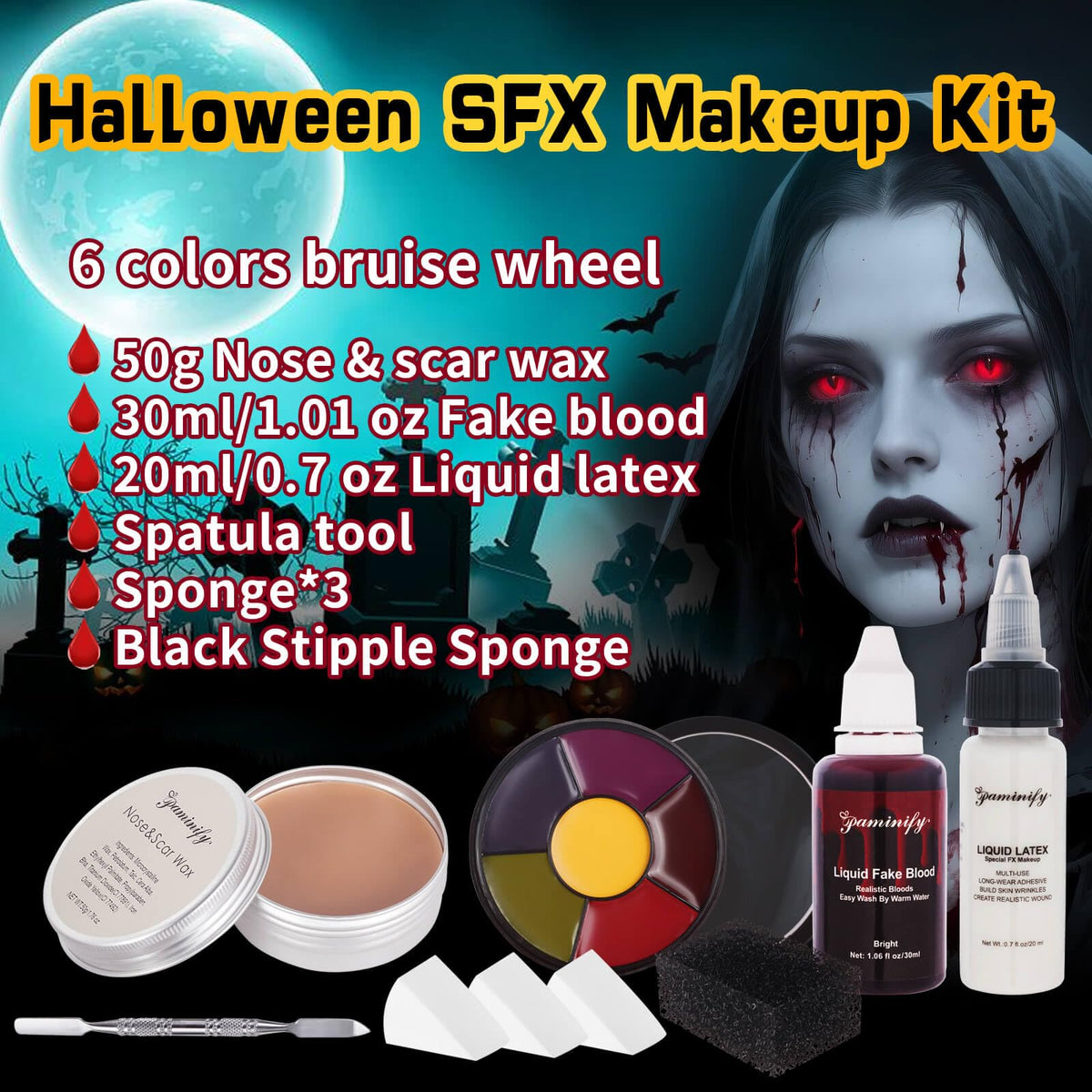 Paminify 30ml washable fake blood for vivid, stain-free costume effects