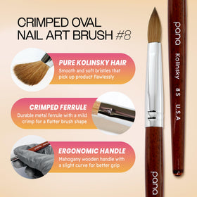 PANA Pure Kolinsky bristles close-up showing smooth, resilient hairs for sculpting.