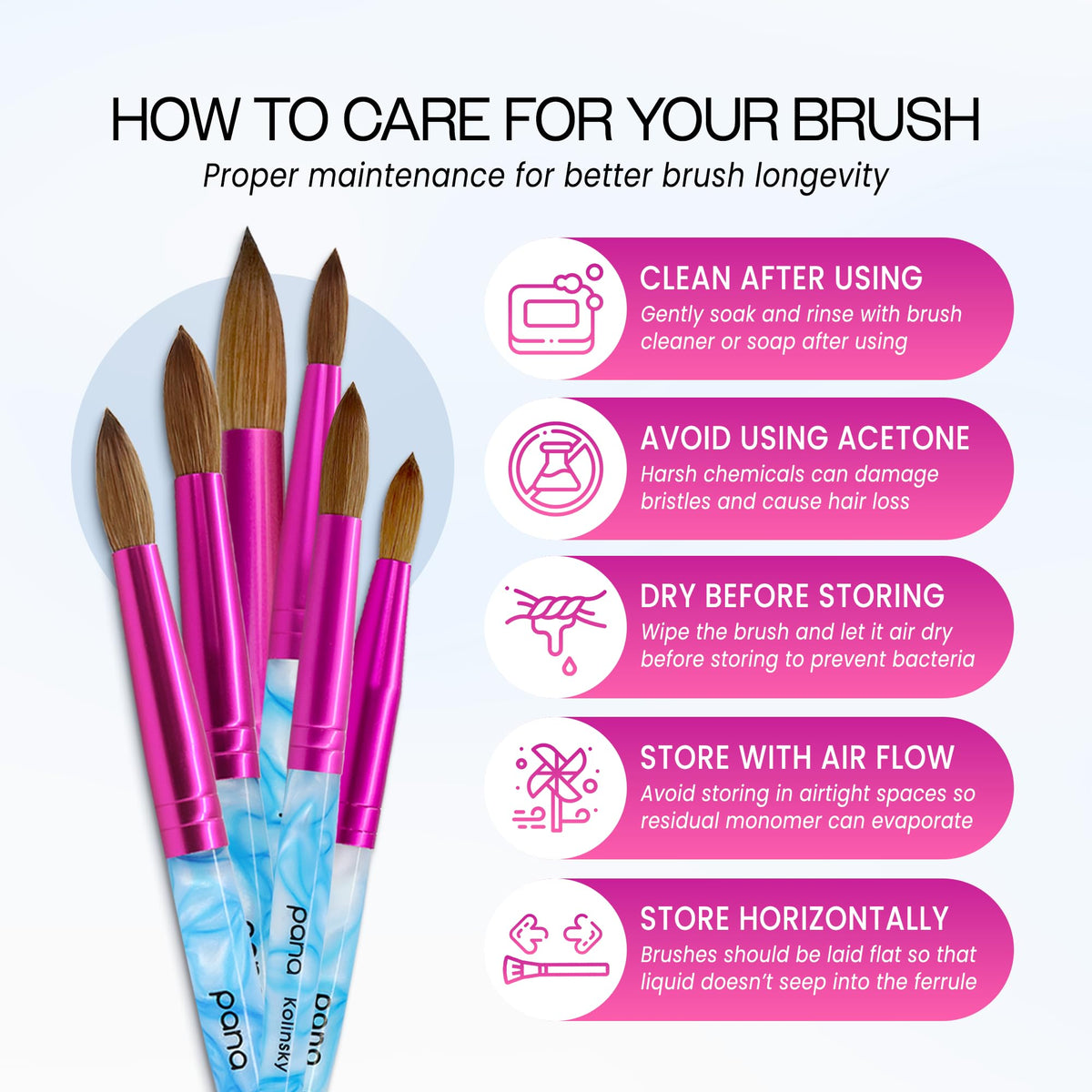 PANA salon-grade brush ideal for full sets and UV gel work