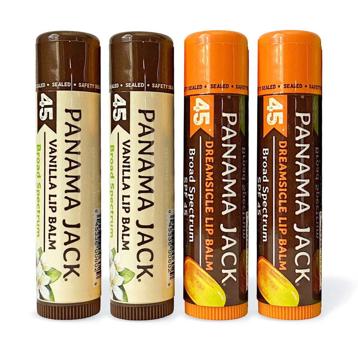 Panama Jack lip balm flavor Dreamsicle with SPF 45 for everyday sun protection.