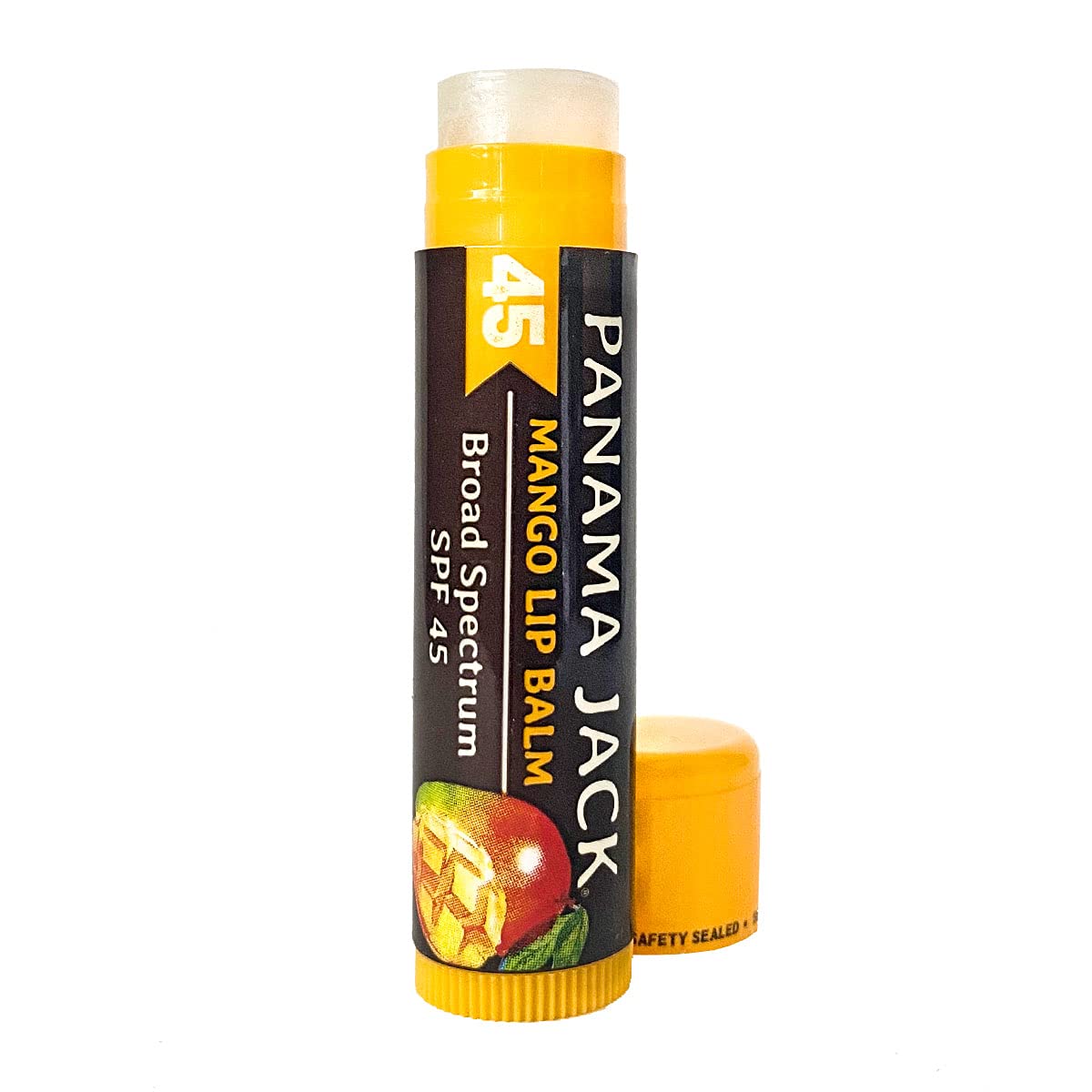Panama Jack SPF 45 lip balm with adjustable knob for easy reapplication.
