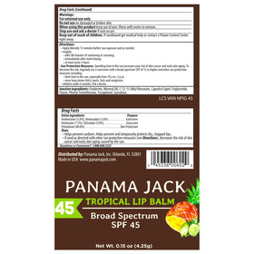 Panama Jack SPF 45 lip balm pack closed, four flavors inside.