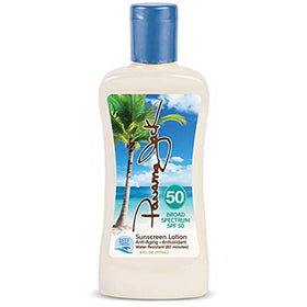 Panama Jack Sunscreen Lotion label highlights water resistance for outdoor activities