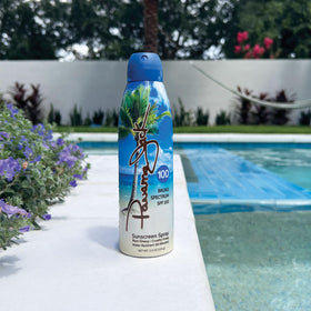 Close-up of Panama Jack spray nozzle showing easy and even application.