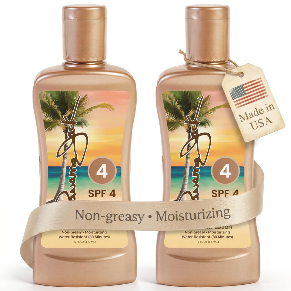 Panama Jack Sunscreen Tanning Lotion bottle front view showing SPF 4 for light sun protection.