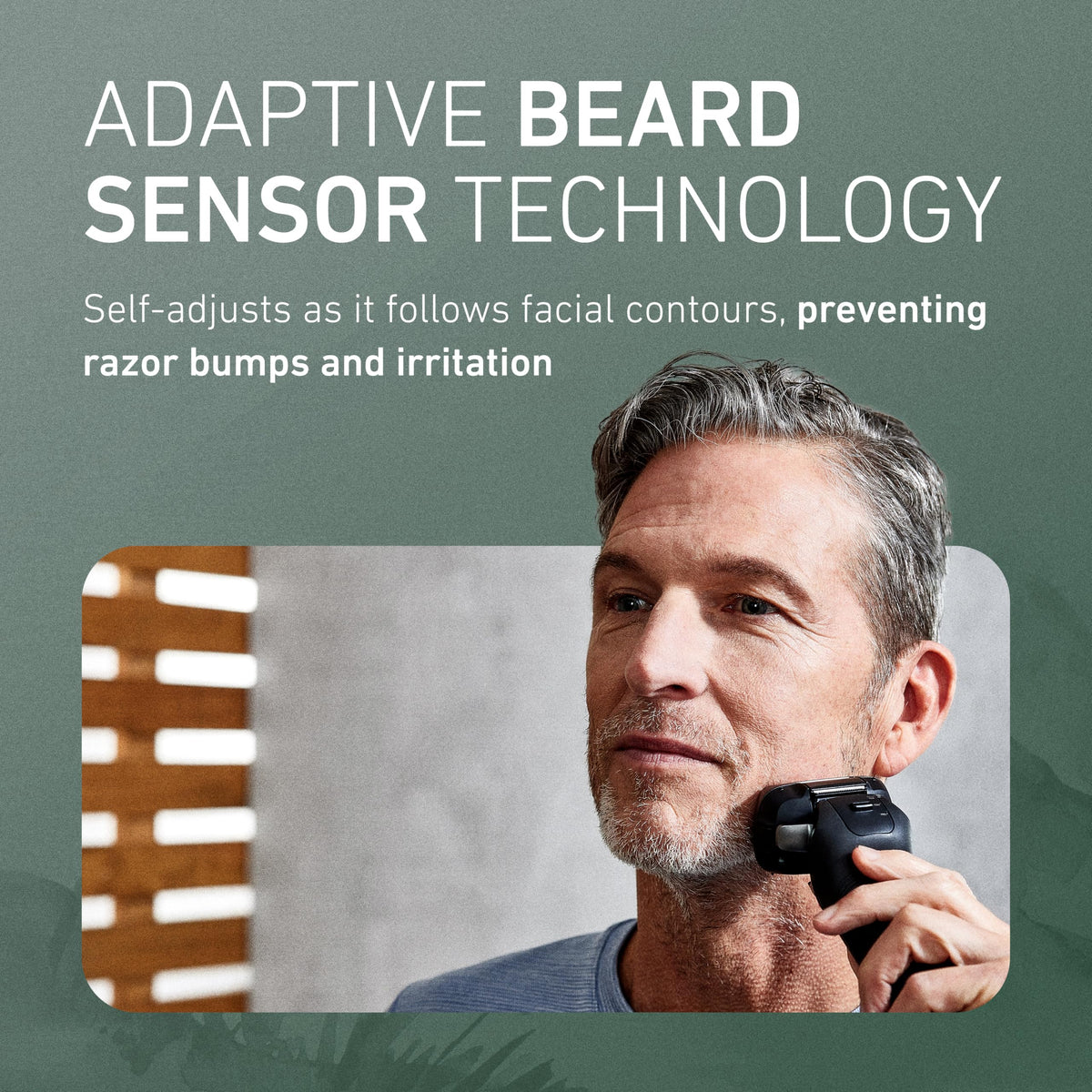 Panasonic ARC6 beard sensor technology demonstrated adjusting power during shaving.
