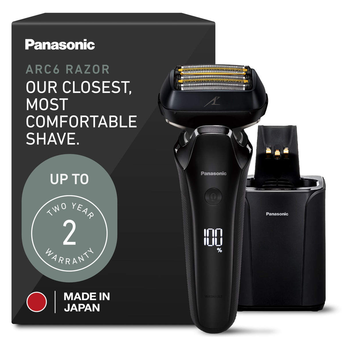Panasonic ARC6 six-blade head close-up for an ultra-premium daily shave.