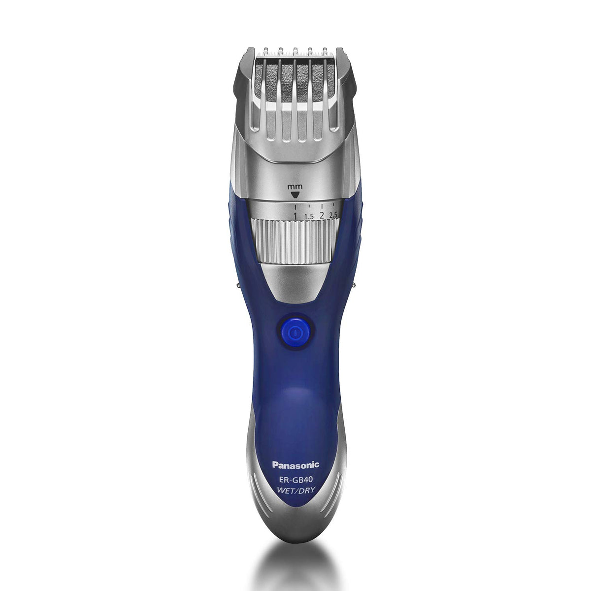 Panasonic ER-GB40-S blades at a 45-degree angle for precise, efficient grooming.