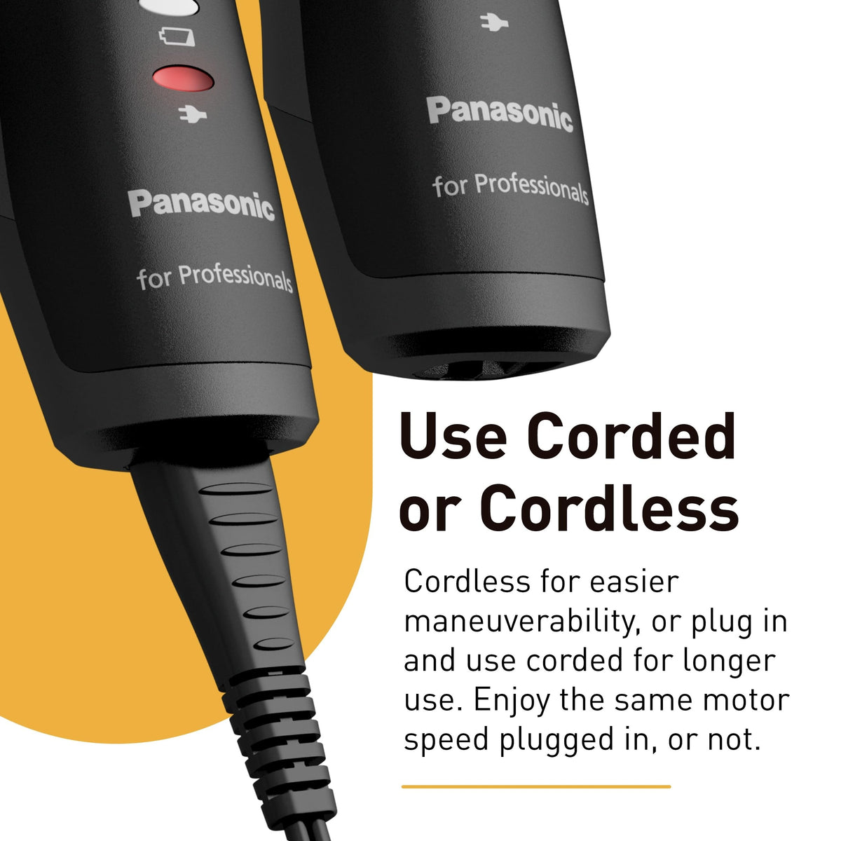 Panasonic ER-GP80 K charging stand shown for convenient dock and storage.