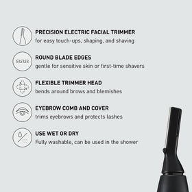 Panasonic GM40-K eyebrow attachments allow precise brow shaping without irritation.