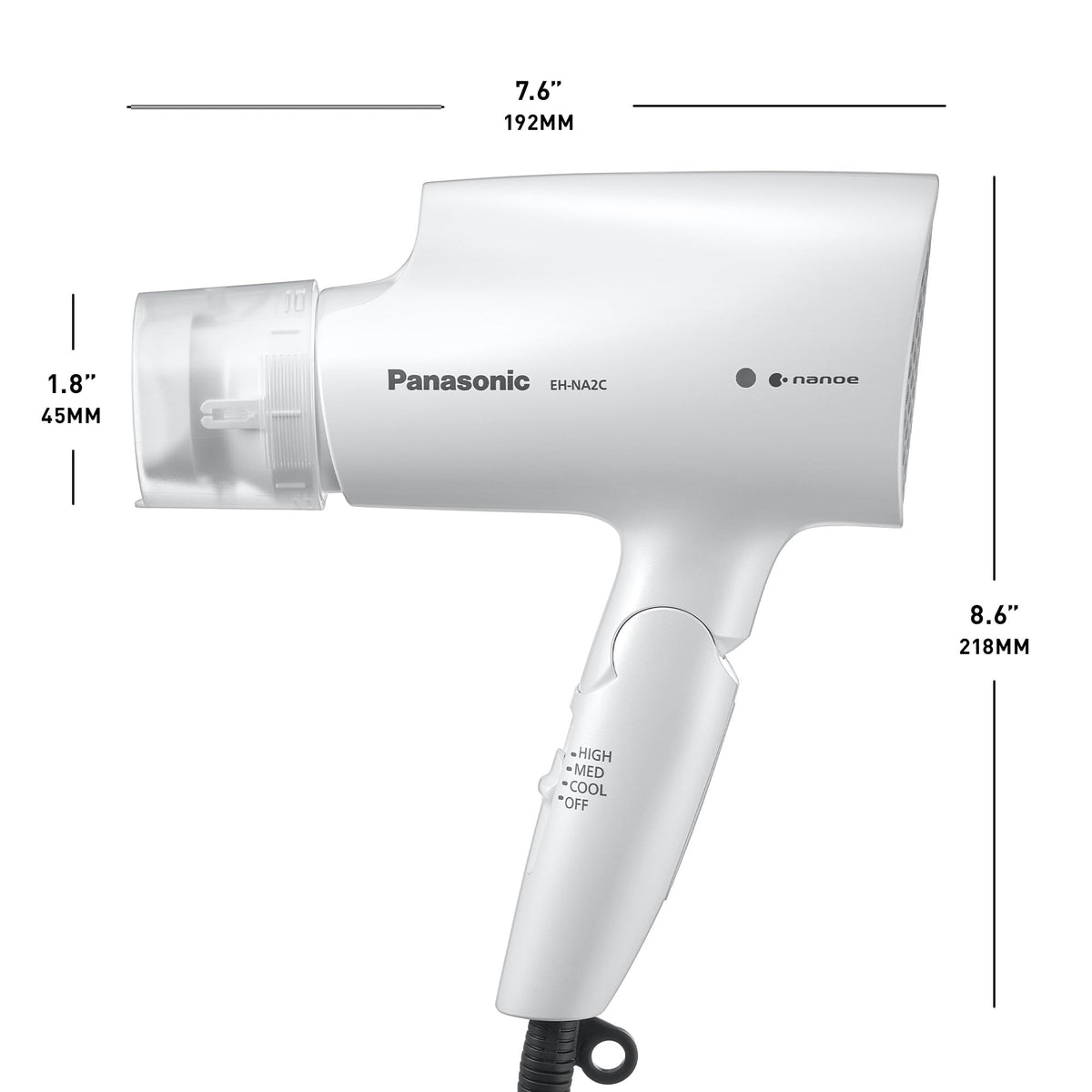 Panasonic nanoe compact dryer suits straight, wavy, and frizz-prone hair.