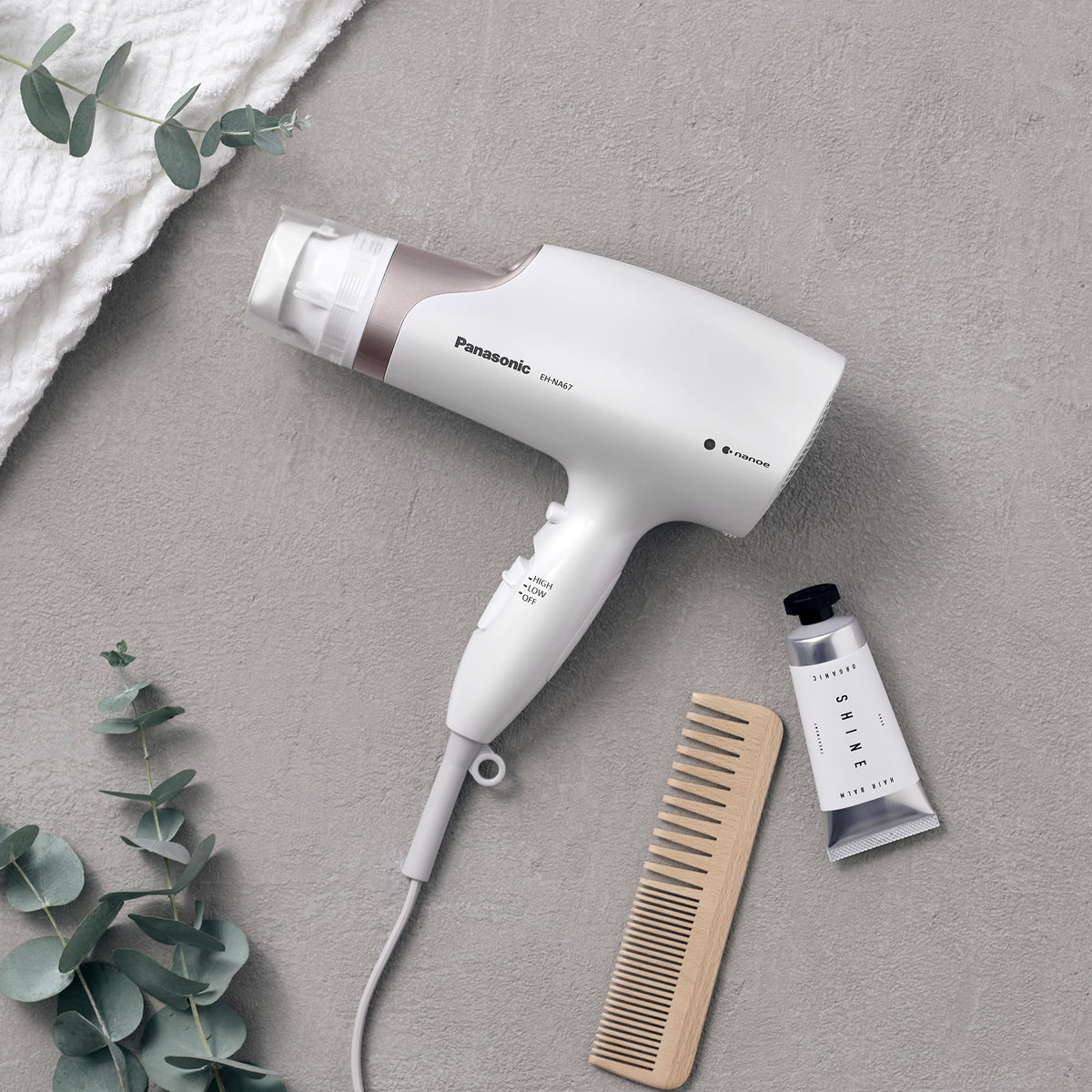 Compact design of Panasonic Nanoe Salon Hair Dryer for storage