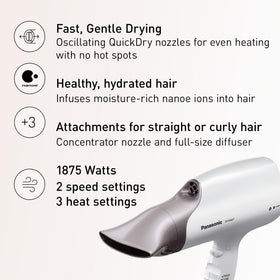 Diffuser attachment on Panasonic Nanoe Salon for hydrated curls