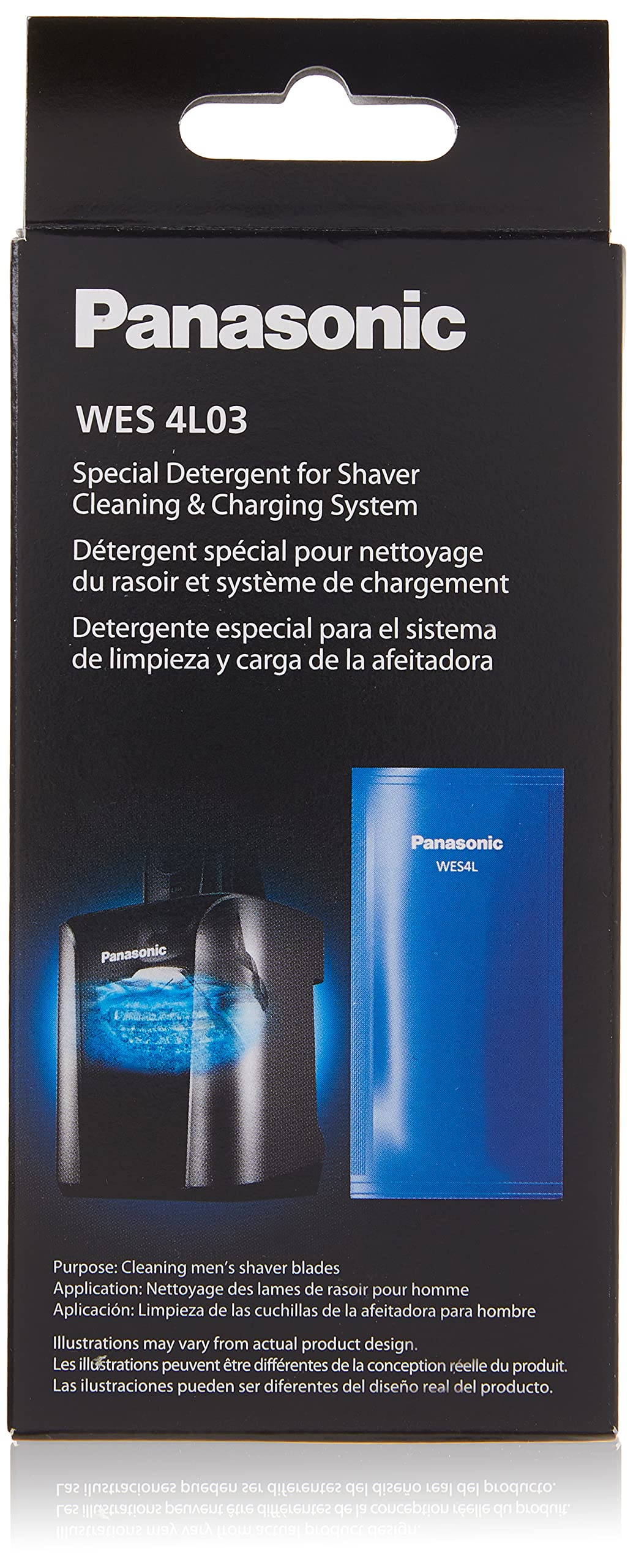 Panasonic WES4L03 refill bottle close-up for hygienic shave prep.