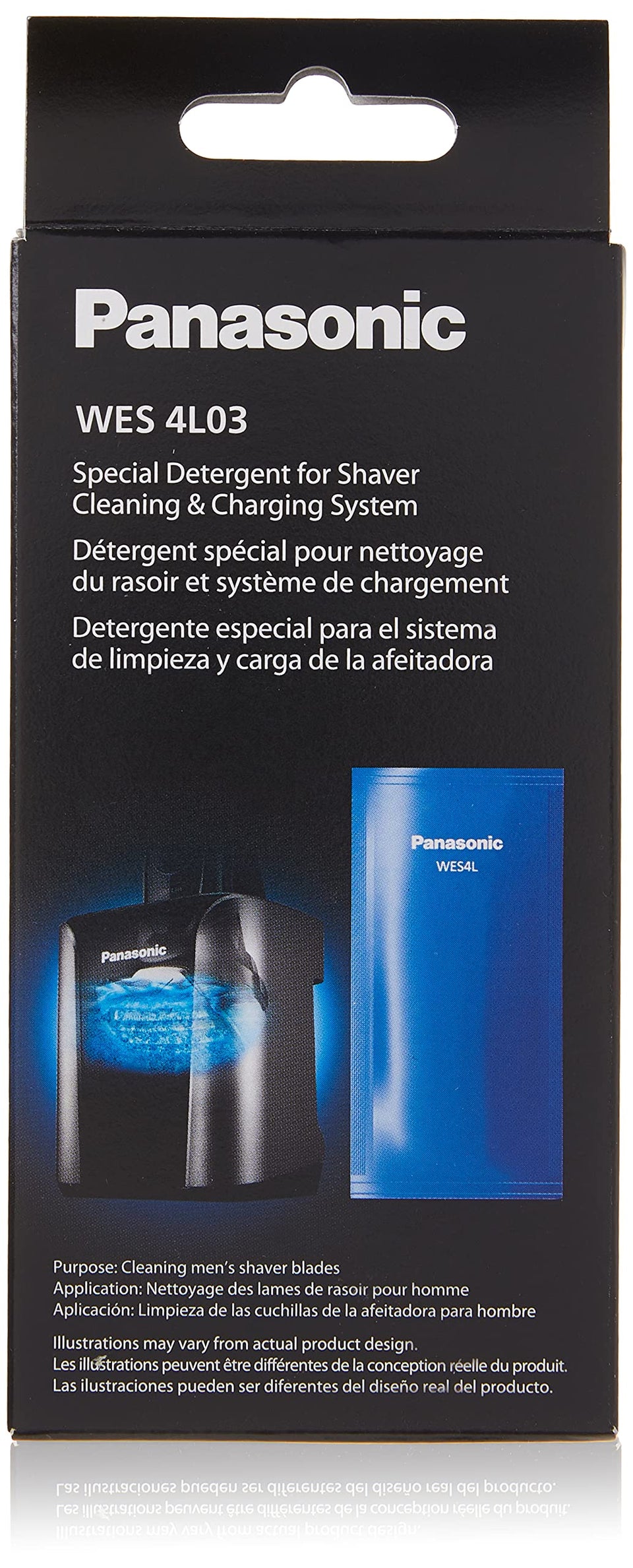 Panasonic WES4L03 refill bottle close-up for hygienic shave prep.