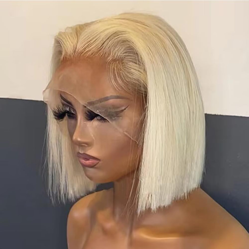 Panda Angel Honey Blonde 613 bob wig front view with natural hairline for everyday wear.