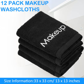 Panelee cotton face washcloths in black, 13x13in for cleansing and makeup removal.