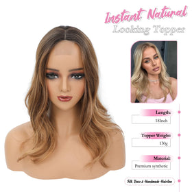 PANEWAY 18 inch topper back view blends with existing hair.