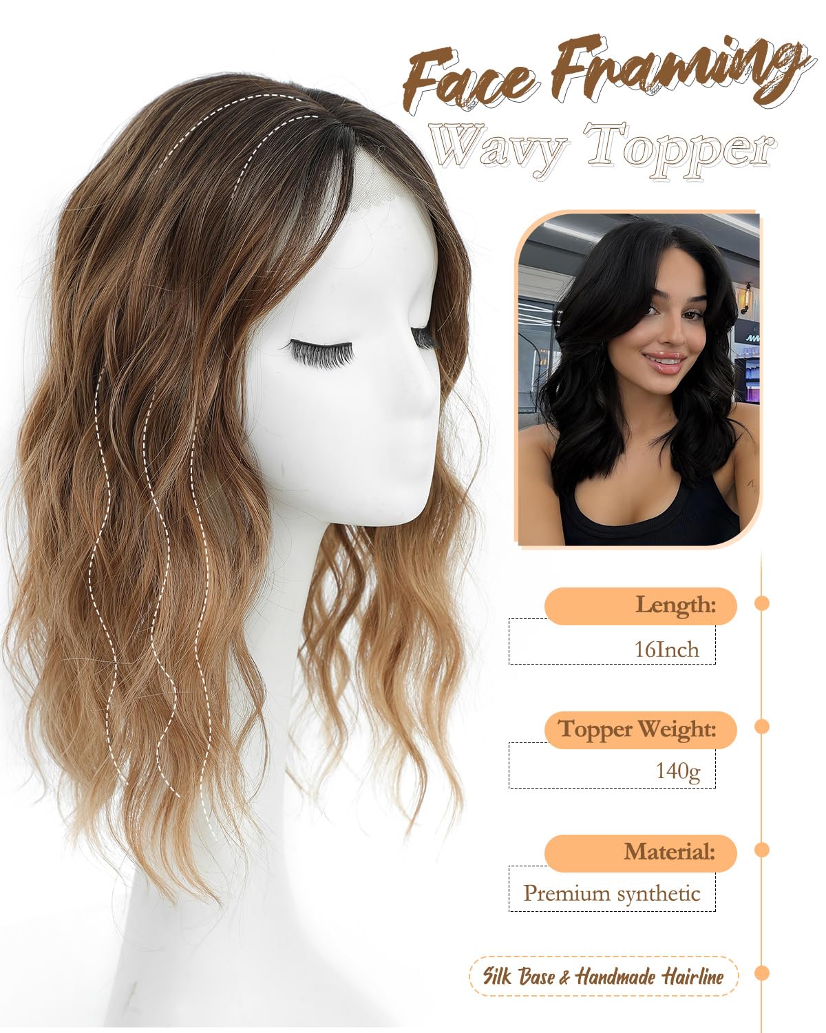 Paneway caramel blonde ombre highlights blend with natural hair.