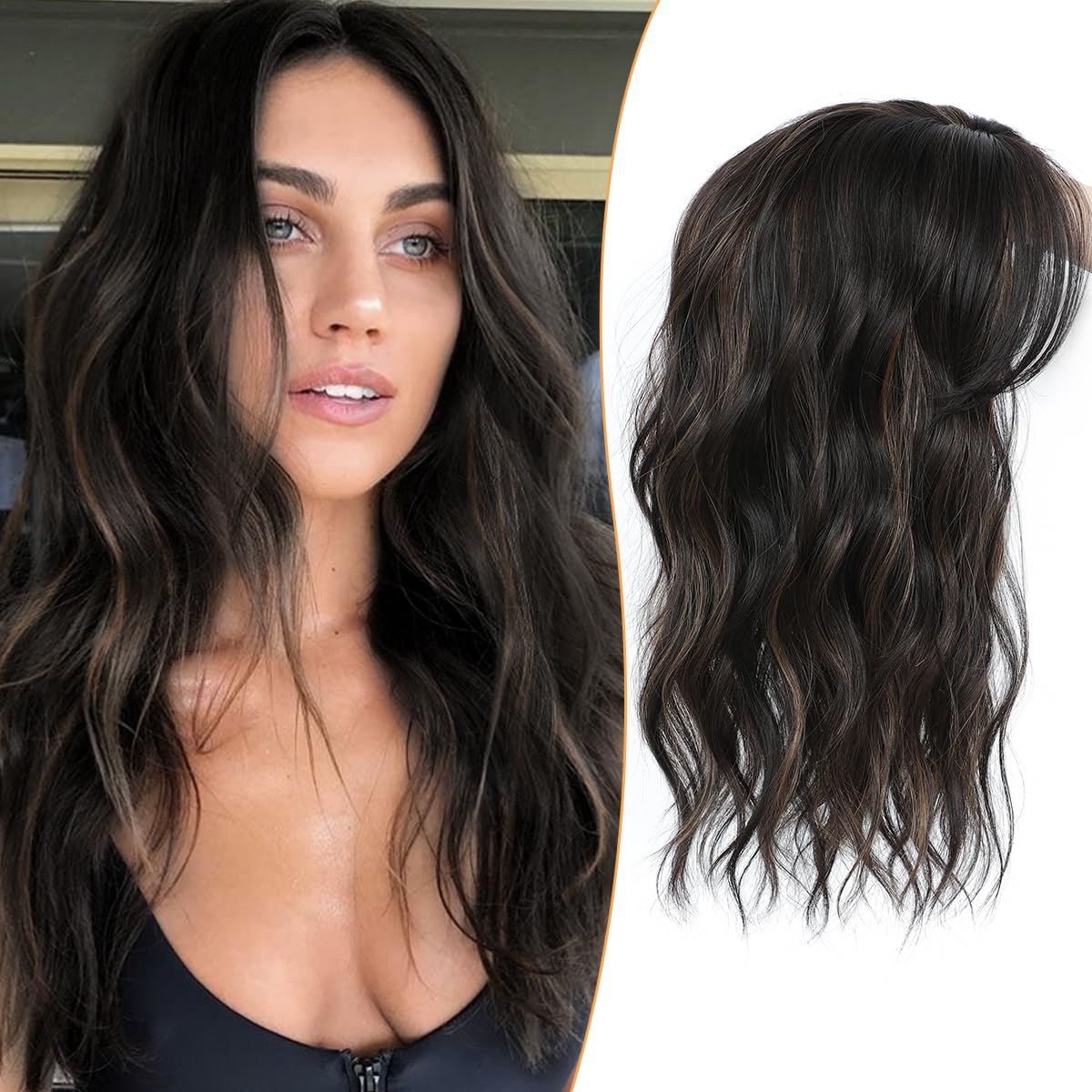 Paneway hair topper 16inch on-head clip-in for quick volume