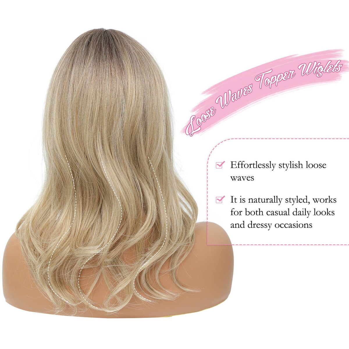 PANEWAY natural scalp look topper highlights seamless blend with own hair.