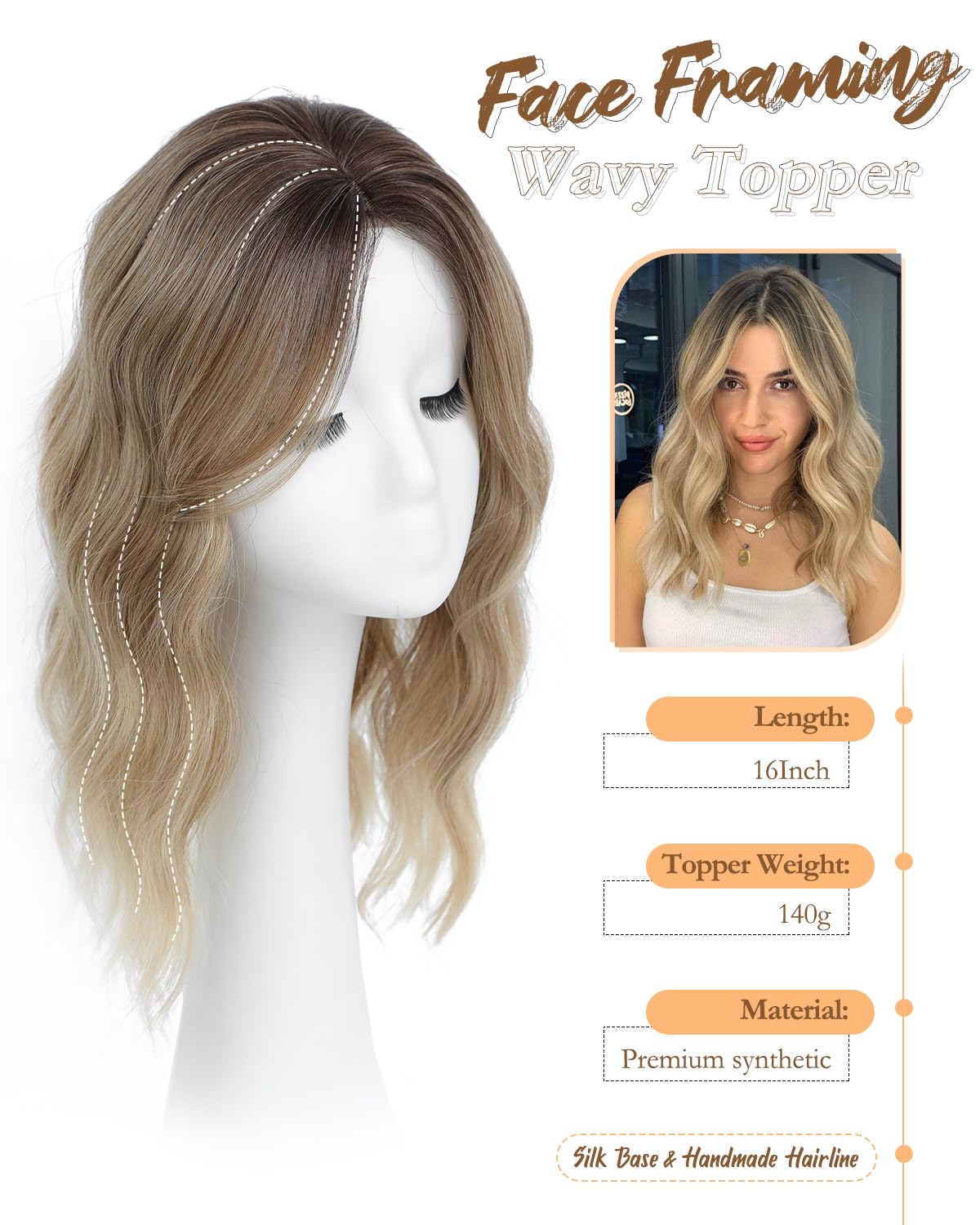 PANEWAY clip-in topper shows easy attachment for quick styling.