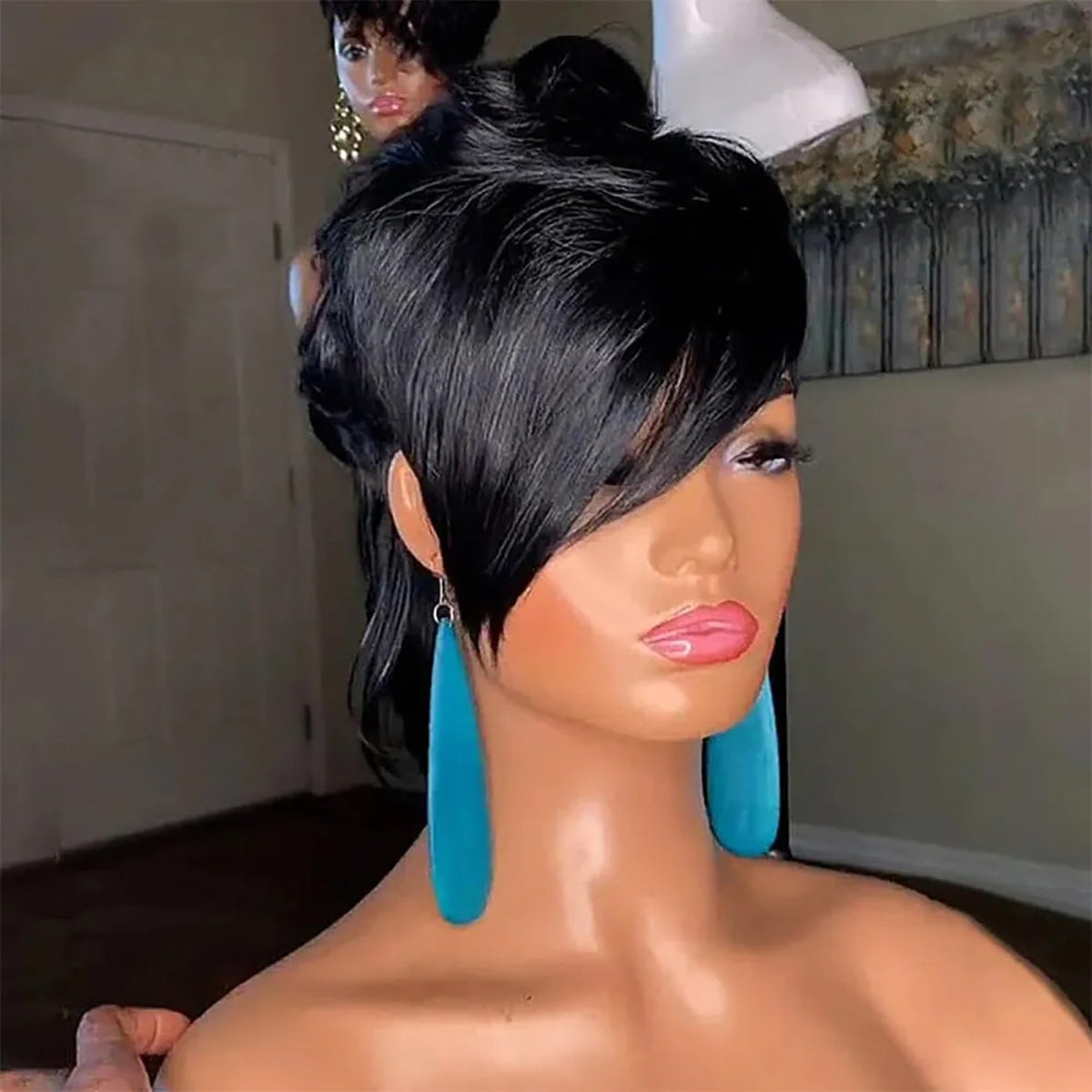 PangDongLai mullet wig back view emphasizes full-density look.
