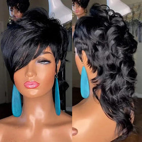 PangDongLai mullet wig front view shows natural fullness for daily wear.