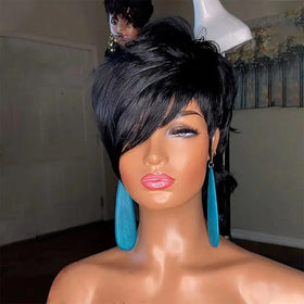 PangDongLai mullet wig side view highlights versatile styling options.