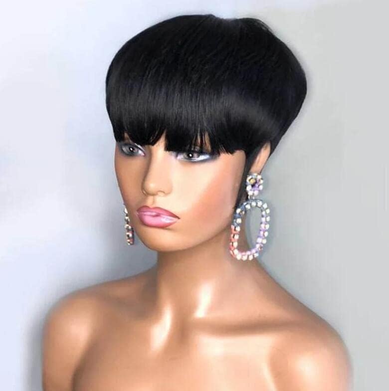 PangDongLai pixie cut wig back view, layered chic silhouette