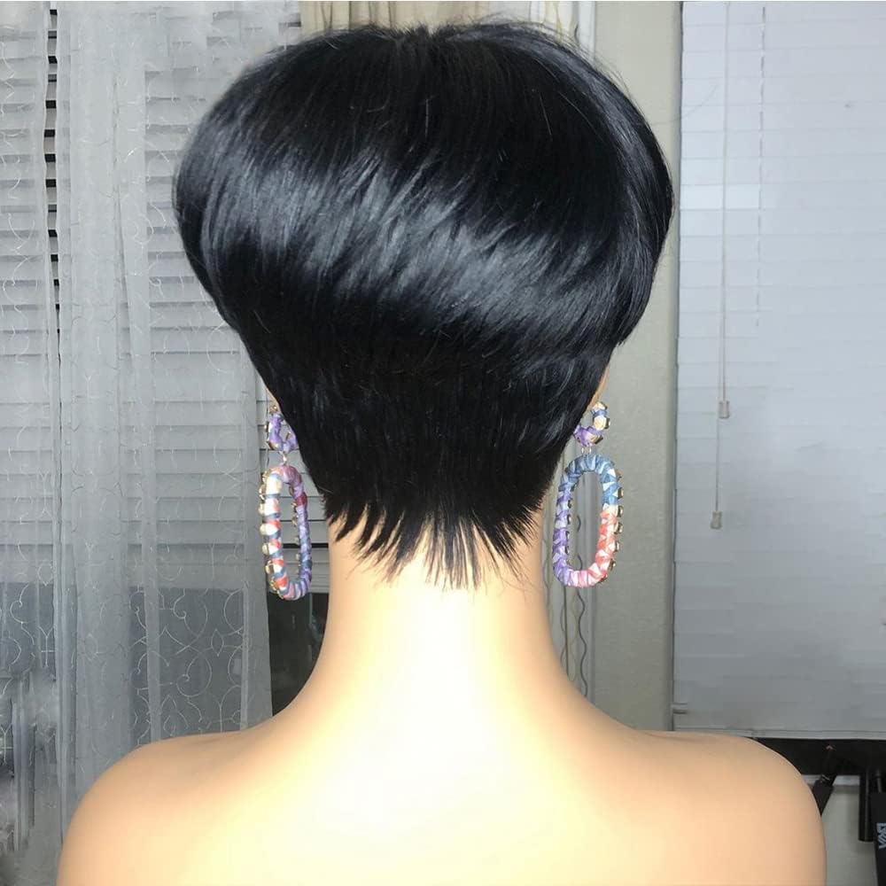 PangDongLai pixie cut wig close-up texture, smooth hair feel