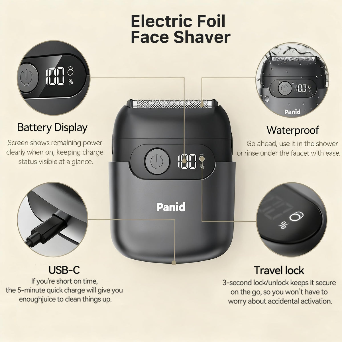 Panid dustproof cap protects blades during travel.
