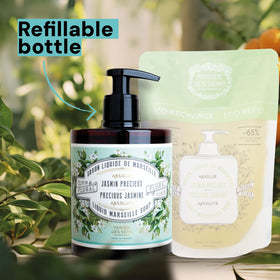 Panier des Sens Jasmine Hand Soap on kitchen sink setup, practical daily hand wash.