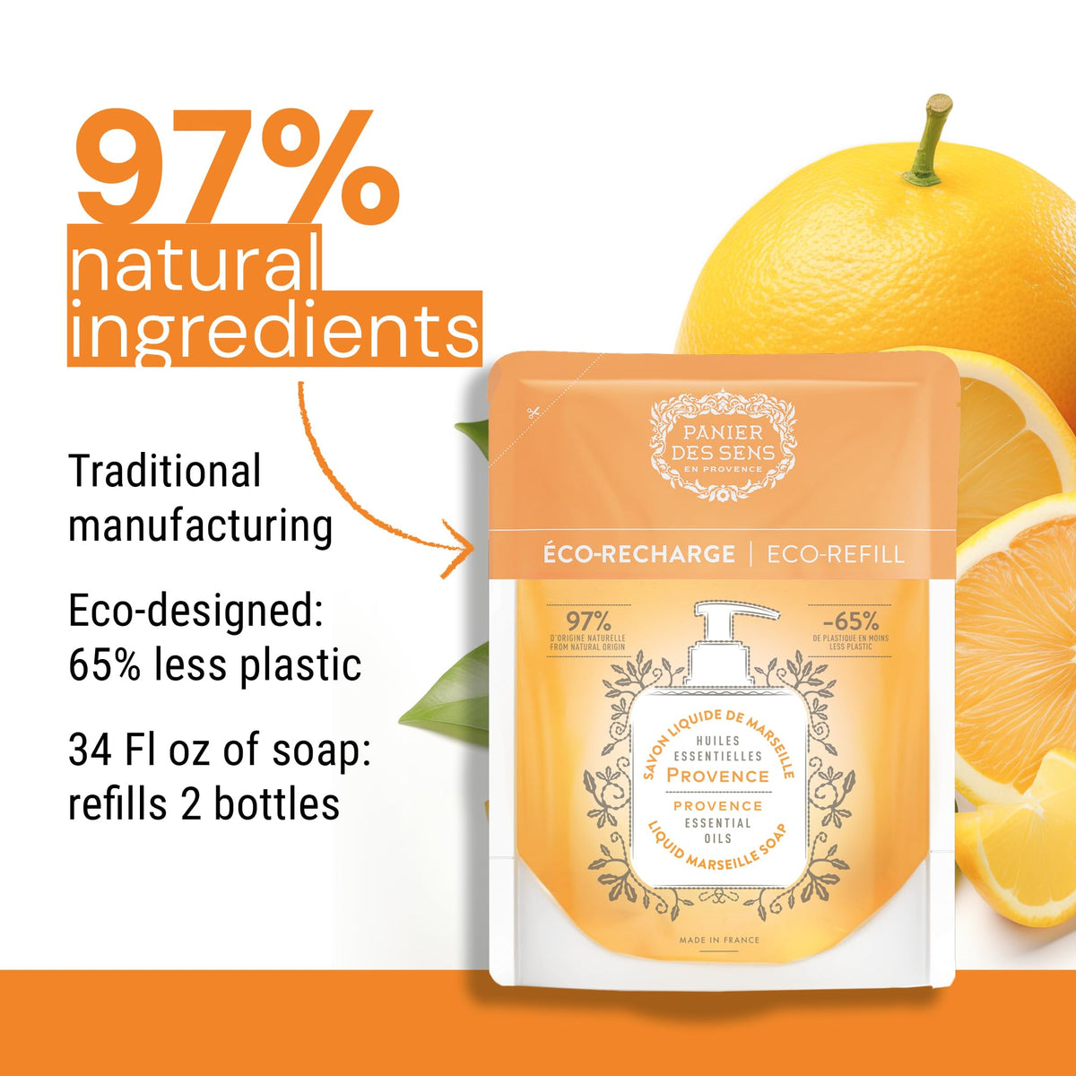 Panier des Sens refill pack suitable for kitchen and bathroom dispensers.
