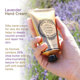 Application scene of Panier des Sens Lavender Hand Cream on hands.
