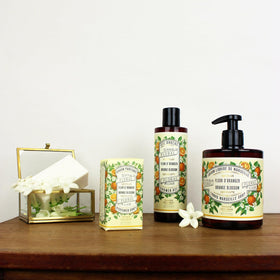 Panier des Sens orange blossom soap bar hand lather demonstrates versatile use