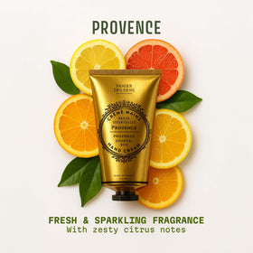 Panier des Sens Provence Citrus hand cream texture shows rich, creamy formula.