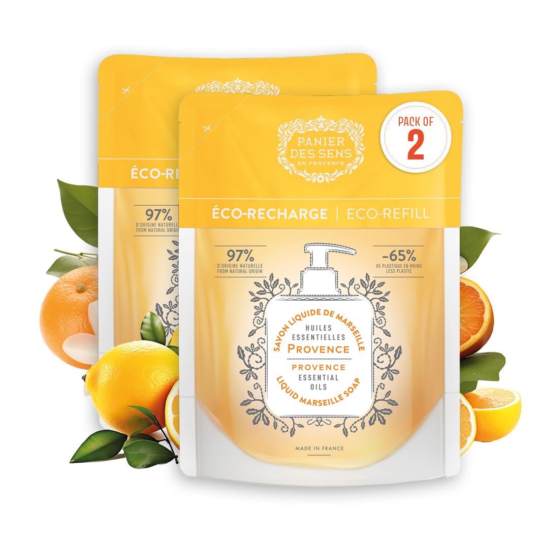 Panier des Sens Provence Citrus refill bottle with a refreshing scent for daily handwashing.