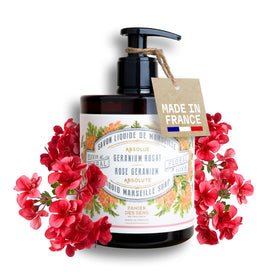 Panier des Sens Rose Geranium liquid hand soap bottle with moisturizing formula for daily cleansing
