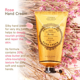 Panier des Sens Rose Hand Cream with shea butter and olive oil for nourishing skin.