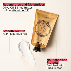 Panier des Sens Rose Hand Cream texture close-up highlights silky cream for daily comfort.