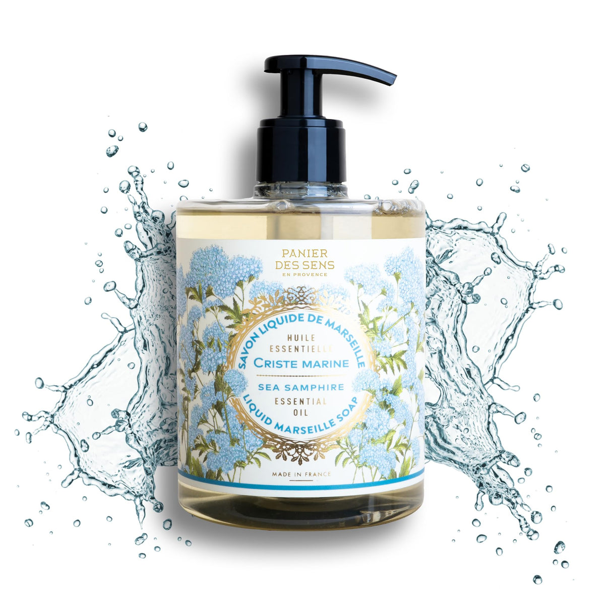 Panier des Sens Sea Samphire bottle close-up highlights moisturizing hand wash for daily use