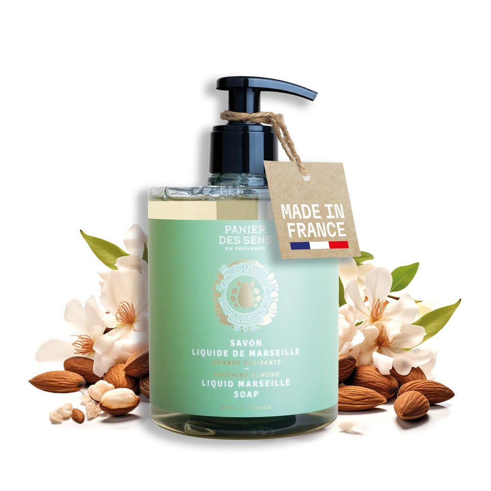 Panier des Sens Sweet Almond Hand Soap bottle front view showing moisturizing formula
