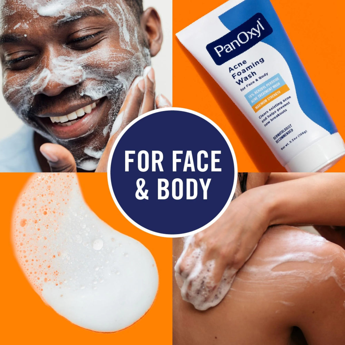 Pump bottle of PanOxyl Foaming Wash for easy daily application.