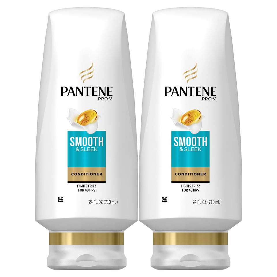 Pantene Argan Oil Conditioner bottle showing frizz control for sleek, manageable hair